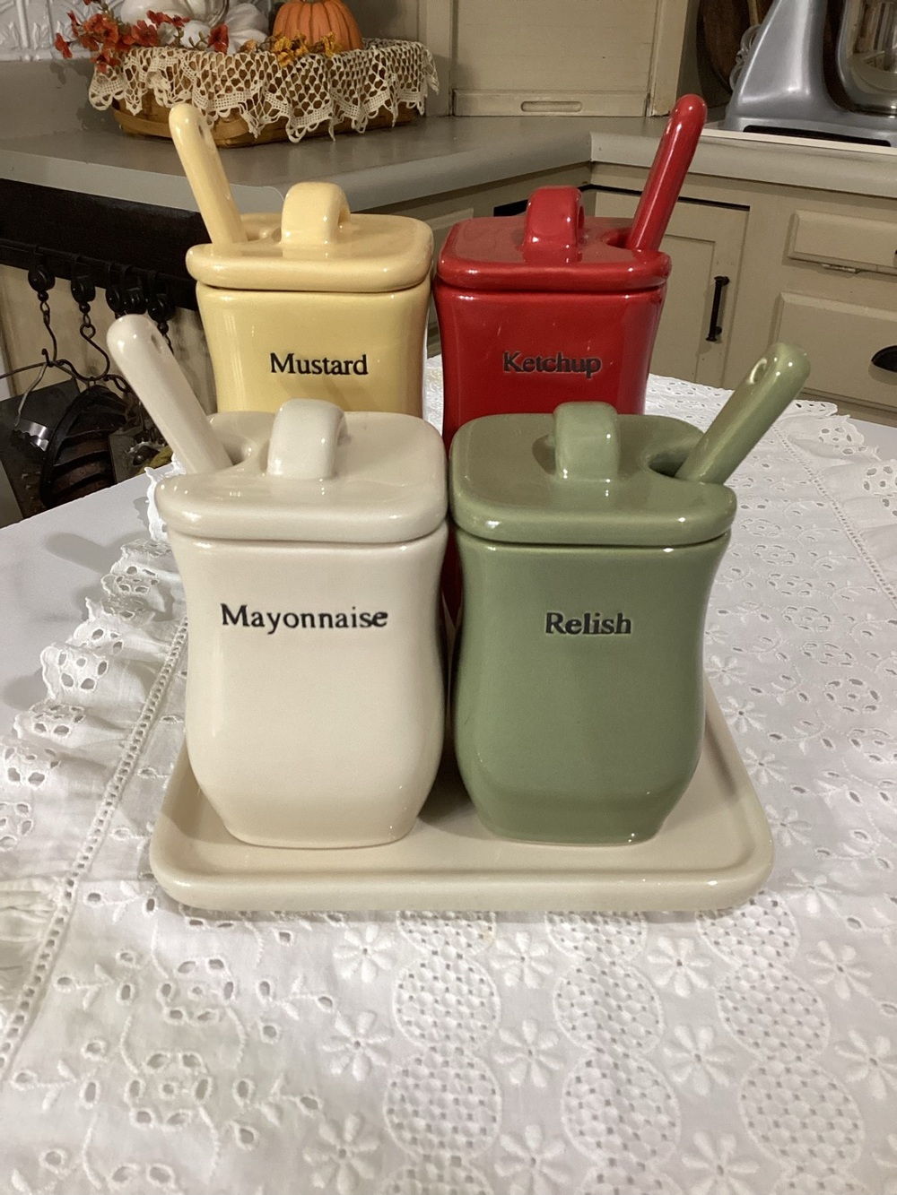 Longaberger 13-Piece Pottery Condiment Set – Complete
